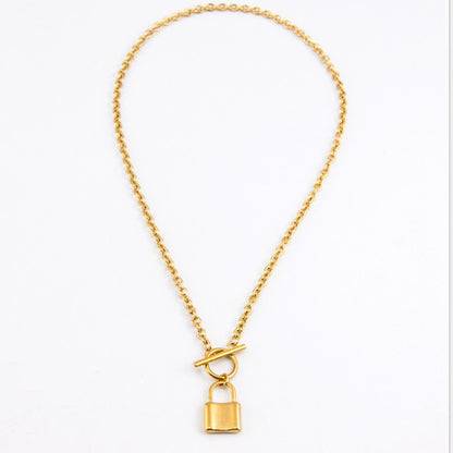 Fashion lock-shaped wild alloy necklace