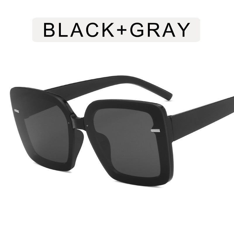 Women's Fashion Large Frame Square Rice Nail Sunglasses