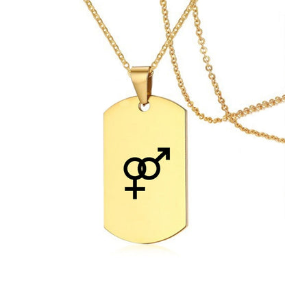 Stainless Steel LGBT ID Necklace Jewelry Engrave Gay Lesbian Transgender Symbol Dog Tags Necklaces For Men Women