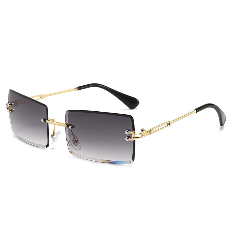 Women's Fashionable Rimless Cut Edge Gradient Color Sunglasses