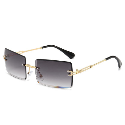 Women's Fashionable Rimless Cut Edge Gradient Color Sunglasses
