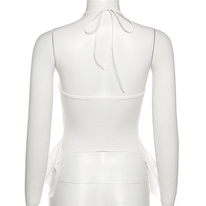 Summer New Women's Solid Color Slim-fit Chest-wrapped Halter Type Sling Small Tank Top Top