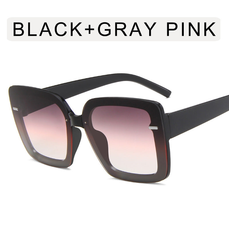 Women's Fashion Large Frame Square Rice Nail Sunglasses