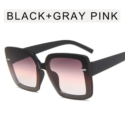 Women's Fashion Large Frame Square Rice Nail Sunglasses