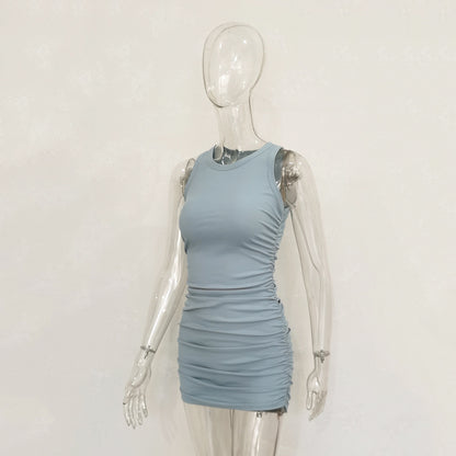 Women's Cotton Pleated Ribbed Dress