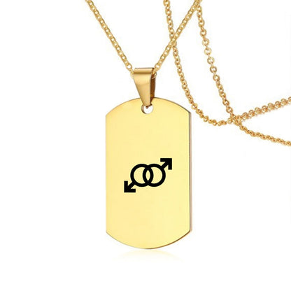 Stainless Steel LGBT ID Necklace Jewelry Engrave Gay Lesbian Transgender Symbol Dog Tags Necklaces For Men Women