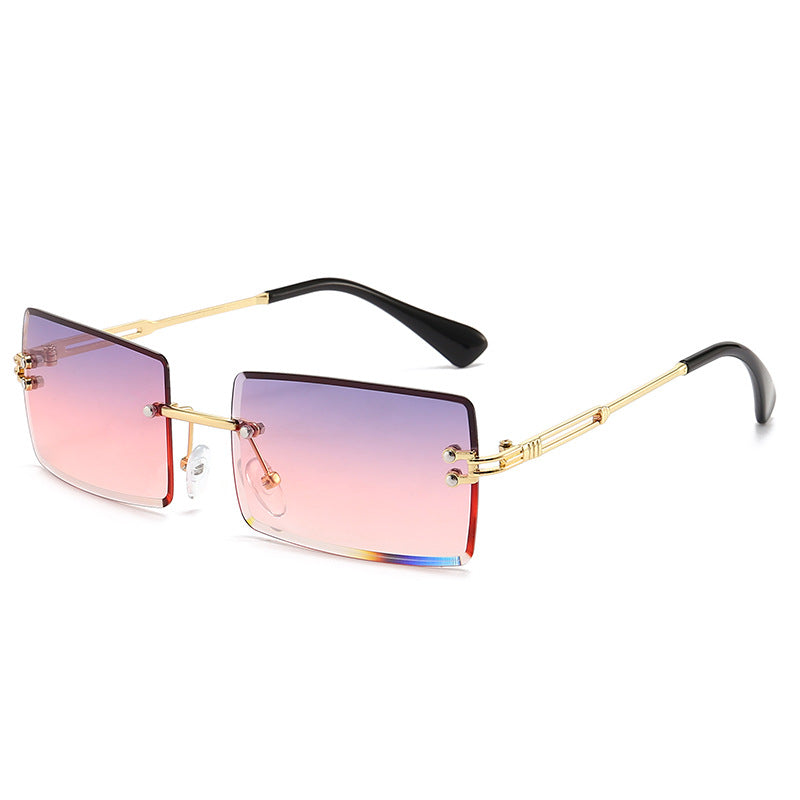 Women's Fashionable Rimless Cut Edge Gradient Color Sunglasses