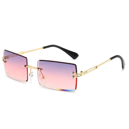 Women's Fashionable Rimless Cut Edge Gradient Color Sunglasses