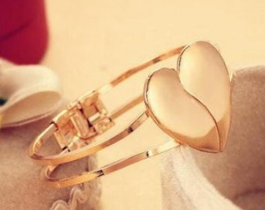 Korean Version Frosted Heart-shaped Bracelet Bright Face Double Heart Bracelet Jewelry Wholesale
