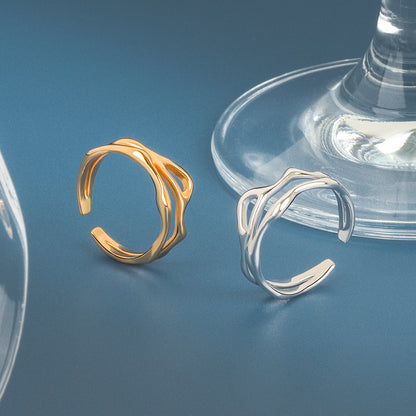 Freeform Irregular Double Layered Curve Ring