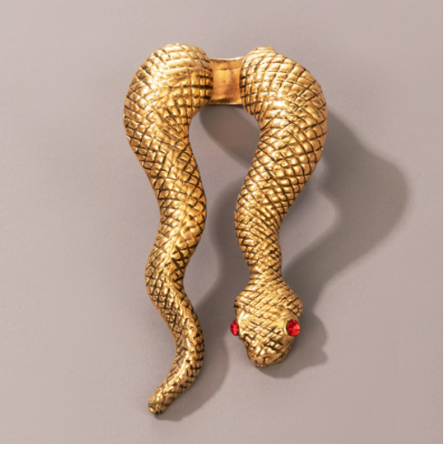 Long Trend Snake Pattern Metal Animal Retro Exaggerated Snake-shaped Ring For Men And Women
