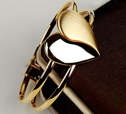 Korean Version Frosted Heart-shaped Bracelet Bright Face Double Heart Bracelet Jewelry Wholesale