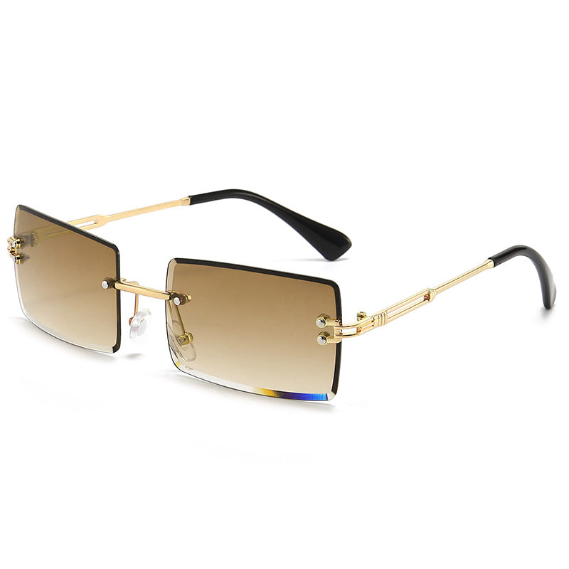 Women's Fashionable Rimless Cut Edge Gradient Color Sunglasses