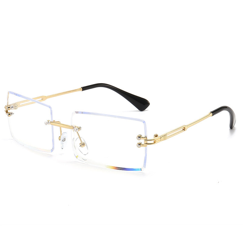 Women's Fashionable Rimless Cut Edge Gradient Color Sunglasses