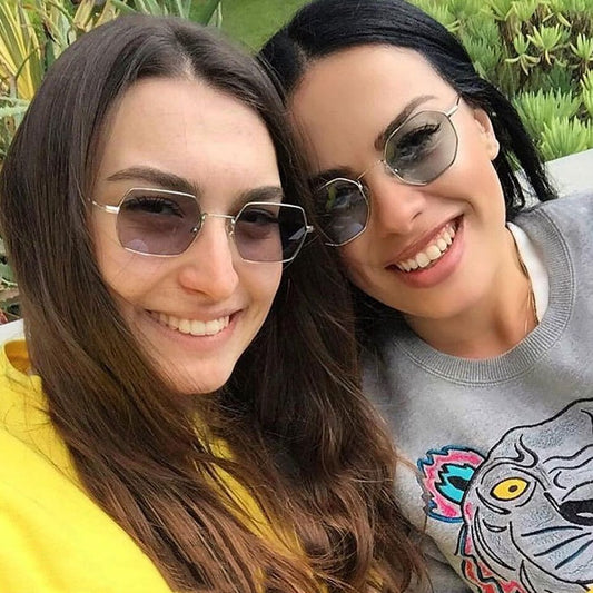 Retro Small Square Frame Polygonal Sunglasses For Men And Women