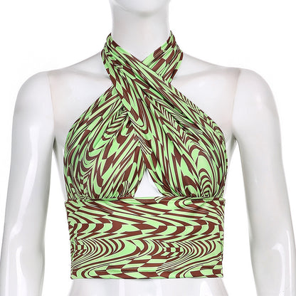 Green Check Sling Pack Chest Top