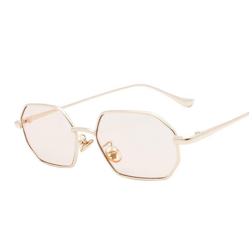New Rectangular Small Sunglasses Polygonal Metal Men