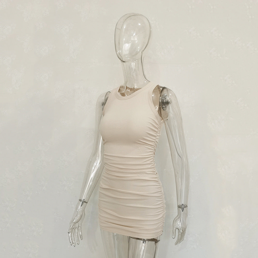 Women's Cotton Pleated Ribbed Dress