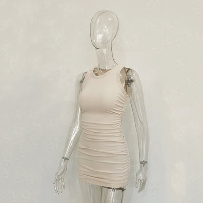 Women's Cotton Pleated Ribbed Dress