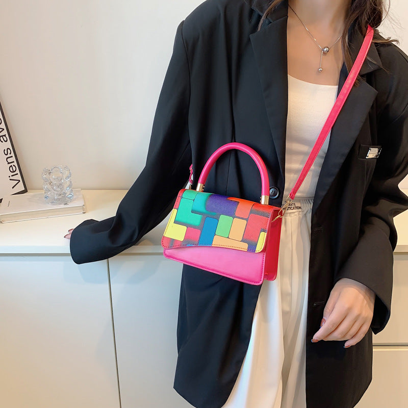 Fashion Retro Contrast Color Check Women's One Shoulder Crossbody Bag