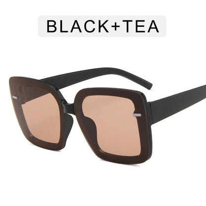 Women's Fashion Large Frame Square Rice Nail Sunglasses