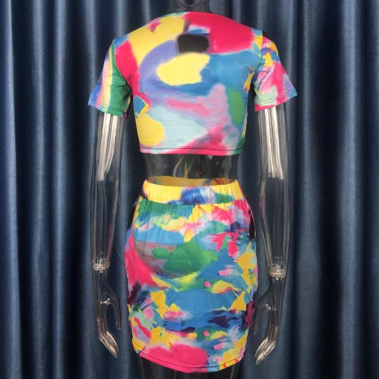 Tie Dye Printed Sexy Suit Skirt