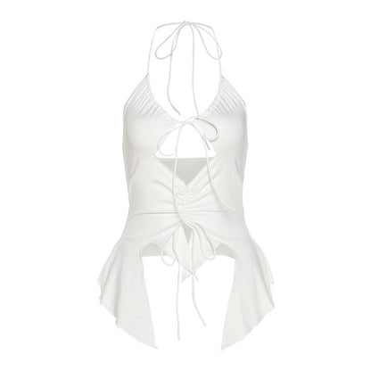 Summer New Women's Solid Color Slim-fit Chest-wrapped Halter Type Sling Small Tank Top Top