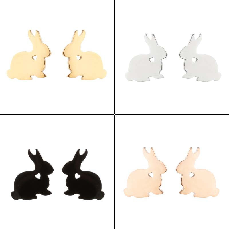 Cute Jewelry Rabbit Stud Earrings Stainless Steel Temperamental