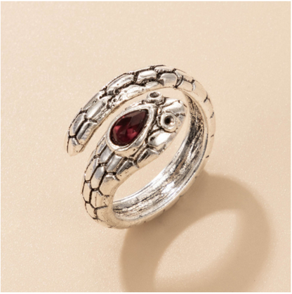 Long Trend Snake Pattern Metal Animal Retro Exaggerated Snake-shaped Ring For Men And Women
