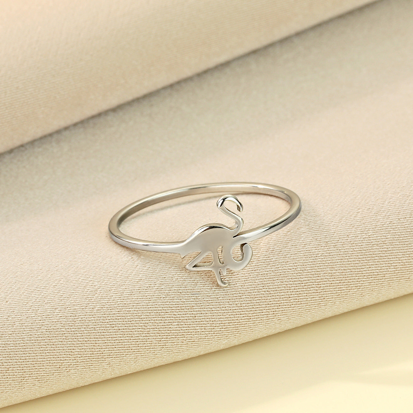 Women's Stainless Steel Small Flamingo Fashion Ring
