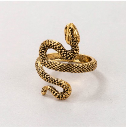 Long Trend Snake Pattern Metal Animal Retro Exaggerated Snake-shaped Ring For Men And Women