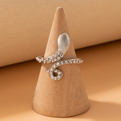 Long Trend Snake Pattern Metal Animal Retro Exaggerated Snake-shaped Ring For Men And Women